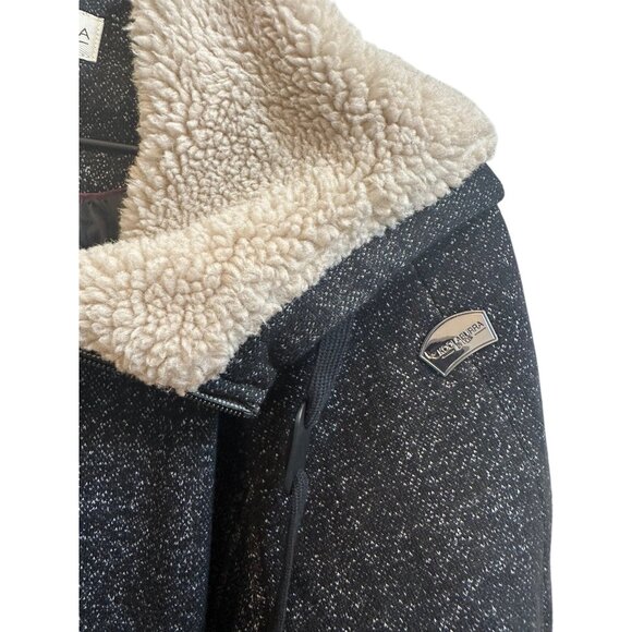 Koolaburra Ugg Hooded Fleece Jacket Sherpa Lined Black Marled Full Zip Sz Large - Picture 4 of 7